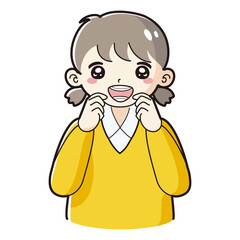 歯科矯正のワイヤーを装着した子どものイラスト