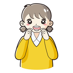 歯科矯正のワイヤーを装着した子どものイラスト