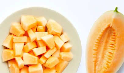 Cantaloupe melon isolated on white.