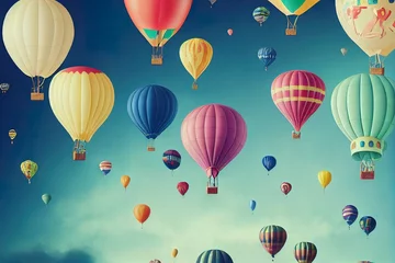 Crédence de cuisine en verre imprimé Montgolfière kids wallpaper design animals balloon fly