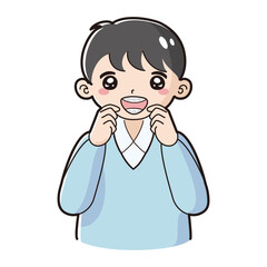 歯科矯正のワイヤーを装着した子どものイラスト