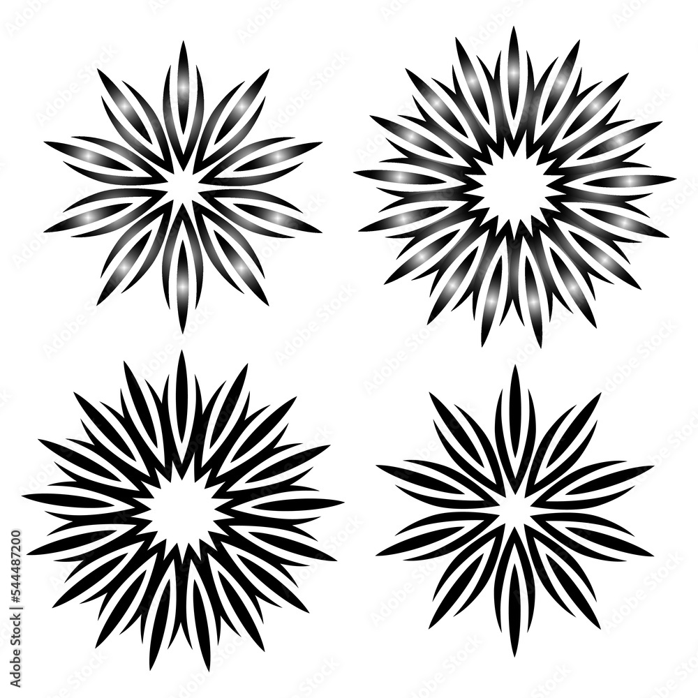 Poster circle with rays icons. geometric pattern. round shape. vector illustration. stock image.