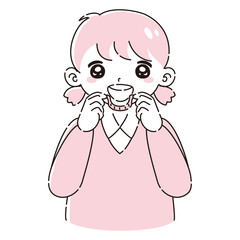歯科矯正のマウスピースを持つ子どものイラスト