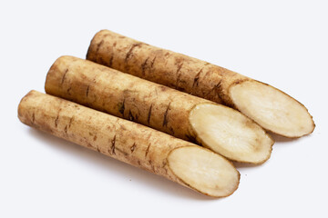 Burdock Root (Gobo) on white background.