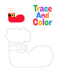 Elf shoe tracing worksheet for kids