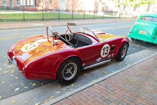 Sports Car Ford Cobra 427 . An Antique Collectible Car By The Side Of The Road In The Historic City Of Leesburg, Virginia.