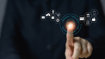 futuristic digital processing of biometric identification fingerprint scanner for access personal financial data. surveillance and security scanning of digital programs cyber futuristic applications