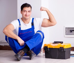 Man doing electrical repairs at home