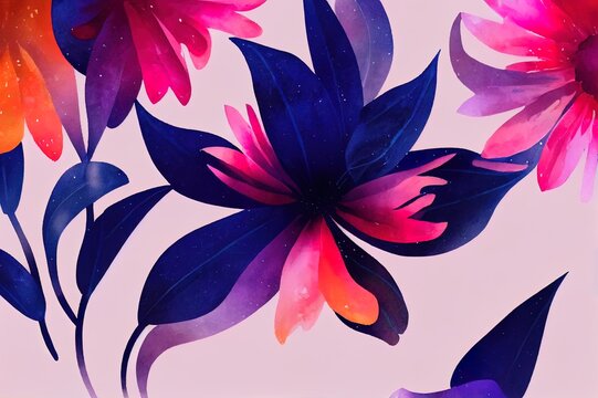 A beautiful Digital Flowers Motif Design watercolor illustration. Manual composition.Design for cover, fabric, textile, wrapping paper