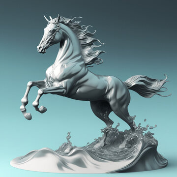 horse statue 3d rendering