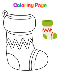 Coloring page with Christmas sock for kids