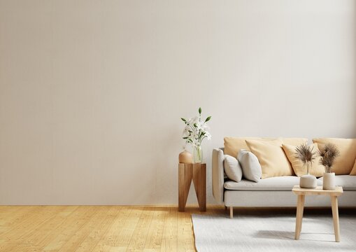 Cozy modern living room interior have sofa and decoration with white wall.