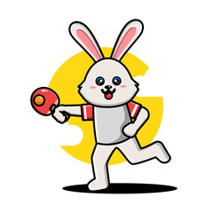 Obraz na płótnie Canvas Cute rabbit playing table tennis