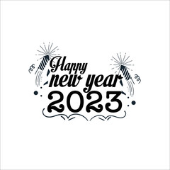Happy new year 2023 logo design. Isolated on white background