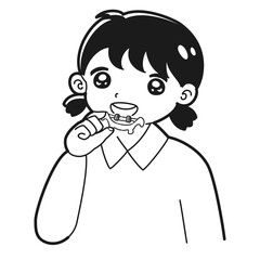 子どもの歯科矯正器具のイラスト（白黒）