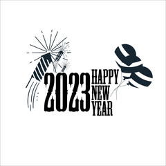 2023 Happy New Year logo text design. Isolated on white background