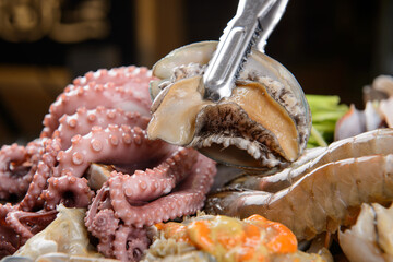 Steamed seafood with various kinds of seafood