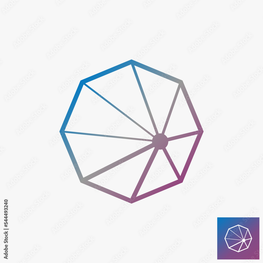 Wall mural Simple and unique line shape octagonal or prism on 3D imagination image graphic icon logo design abstract concept vector stock. Can be used as symbol related to creative or mathematics