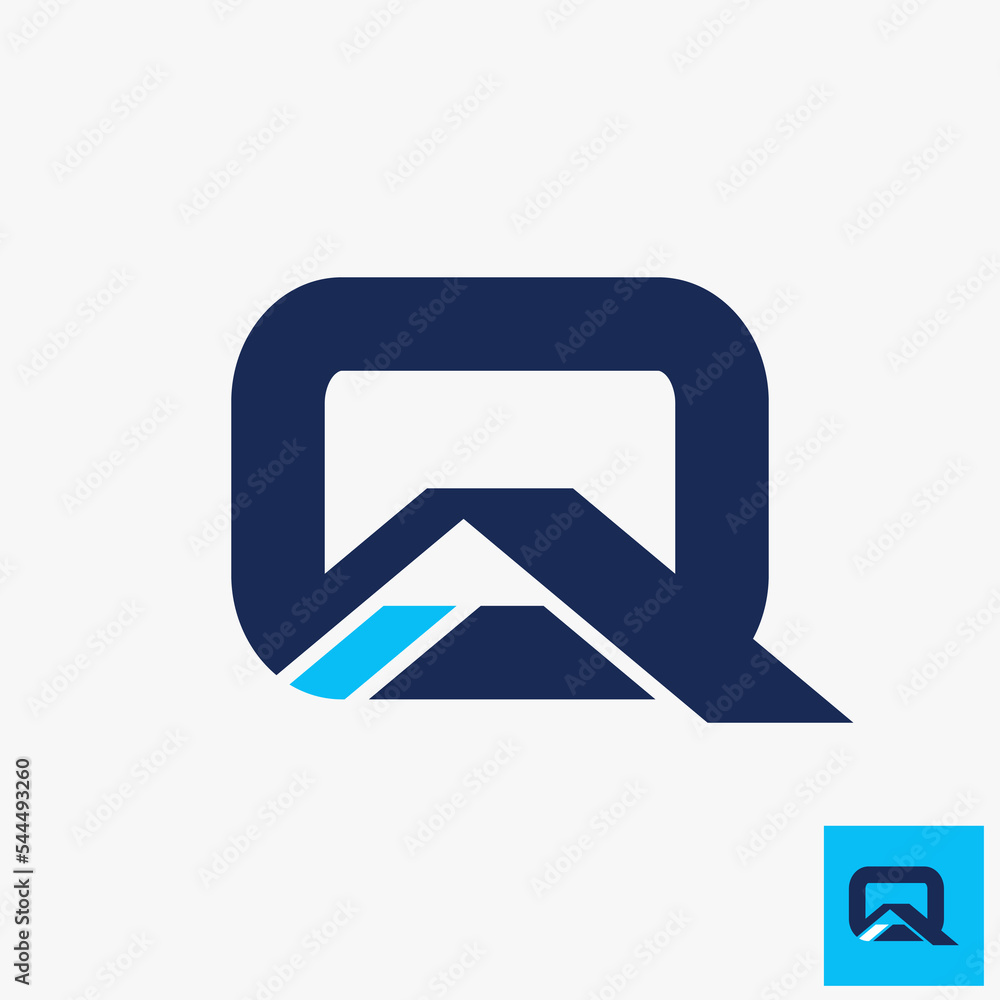 Poster simple and unique letter or word q or qa font in creative rectangle square image graphic icon logo d