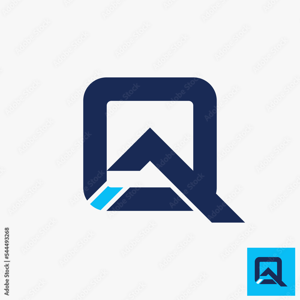 Poster simple and unique letter or word q or qa font in creative rectangle square image graphic icon logo d