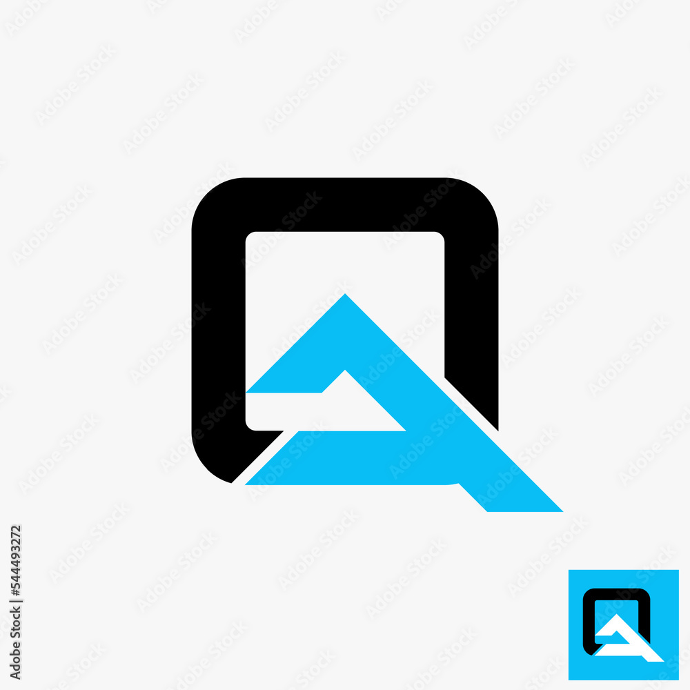Poster simple and unique letter or word q or qa font in creative rectangle square image graphic icon logo d