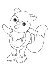 cartoon cute fox for coloring page vector illustration