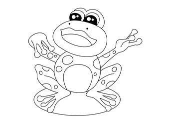 cartoon cute frog for coloring page vector illustration