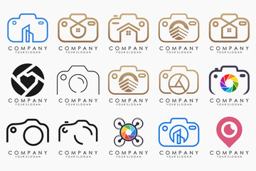 creative lens and camera logo icon set. Icons of photography, image, photo gallery and photo camera.