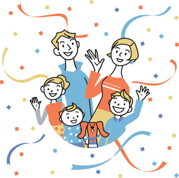 家族　紙吹雪　コピースペース 
