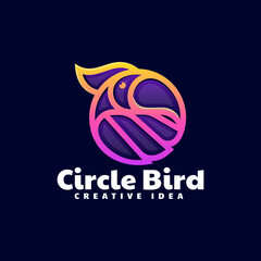 Vector Logo Illustration Circle Bird Gradient Line Art Style.