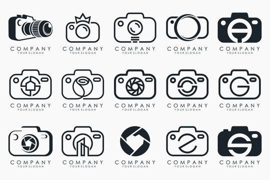 Photo and camera logo icon set. Icons of photography, image, photo gallery and photo camera.