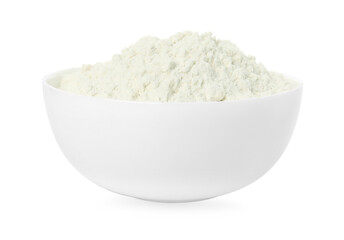 Bowl of mung bean flour isolated on white