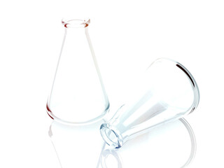 flask on white background. Laboratory glassware. 3D rendering (Hight Resolution 3D Image)