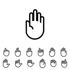 Hand gesture line icons set in modern geometric style