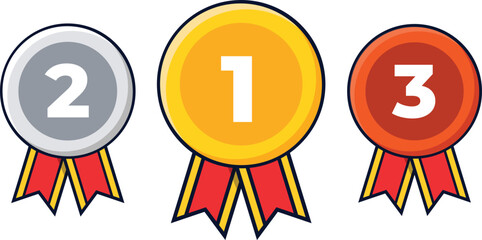 Gold silver and bronze medals isolated illustration