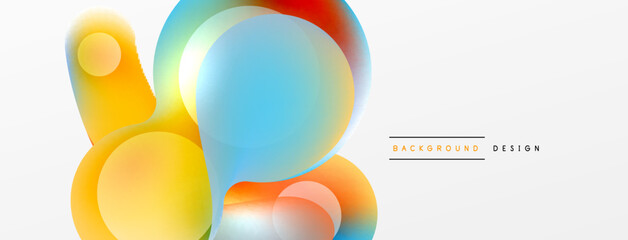 Fluid abstract background. Liquid color gradients composition. Round shapes and circle flowing design for wallpaper, banner, background or landing