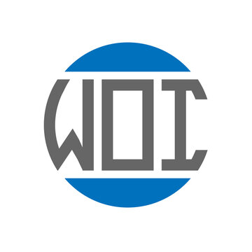 WOI letter logo design on white background. WOI creative initials circle logo concept. WOI letter design.