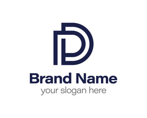 Blue PD or DP Letter Logo 