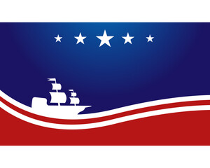 Maritime background illustration with Flag and Ship