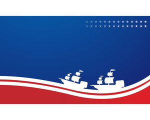 Maritime Background with Blue and Red Ship Design