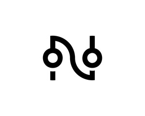 Innovative Black letter N Circuit Logo for Tech Startups, A futuristic logo featuring a black circuit design, perfect for tech startups and innovative companies.