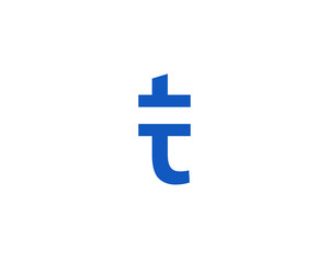 Modern T Symbol Logo for Tech Companies, A contemporary logo featuring a "T" symbol in blue, ideal for tech and digital companies.