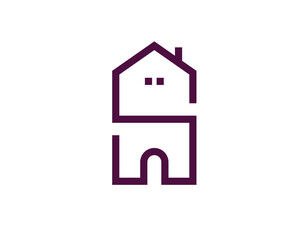 Minimalist letter S House Logo for Real Estate Companies, A clean and simple logo featuring a letter S house design, perfect for real estate and property management companies.