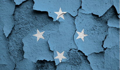 Flag of Micronesia on old grunge wall in background
