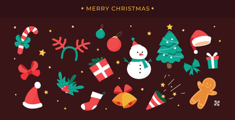 Festive christmas clipart elements collection