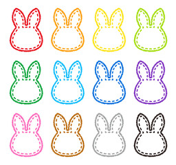 クレヨン素材 うさぎの形のフレーム 12色セット