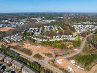 Aerial view of new homes construction in Atlanta Metro Area