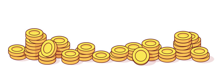 Coins illustration in style on white background