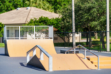 Photo of a skate park ramps