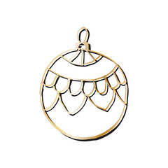 Christmas ball hand drawing. Vector minimalist linear illustration. New Year and Merry Christmas design element isolated on a white backgroud.
